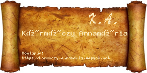 Körmöczy Annamária névjegykártya