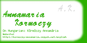 annamaria kormoczy business card